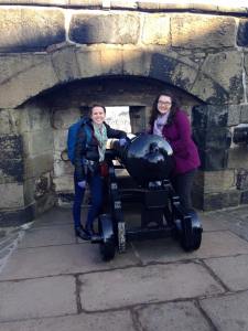 Michelle and Olivia checking out the cannons in the Castle