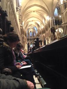 I snuck this right before evensong. You can see how breathtaking the inside of the Cathedral is as well.